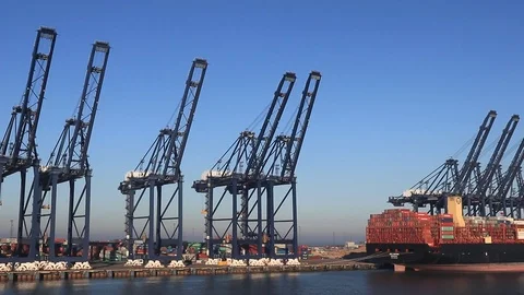 Felixstowe Container Docks UK Video stock 100779575