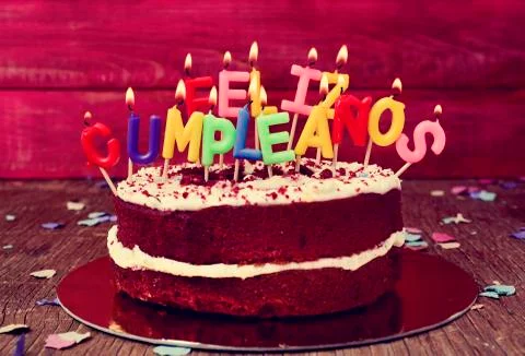 Feliz cumpleanos, happy birthday in Spanish Stock Photos