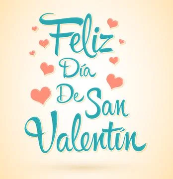 Feliz Dia de San Valentin, Happy Valentines day spanish text. Stock Illustration