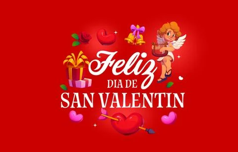 Feliz dia de San Valentin spanish Valentines quote Ilustração Stock