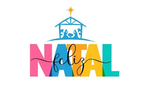 Feliz Natal, creative lettering with Bethlehem star Stock Illustration