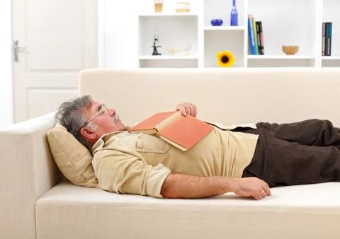 Fell asleep while reading Stock Photos