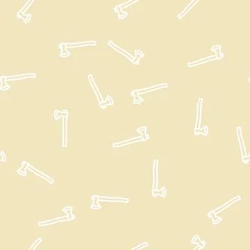 Felling axe hatchet line vector seamless pattern Stock Illustration