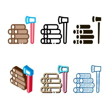 Felling of trees icon vector outline variety Stock Illustration