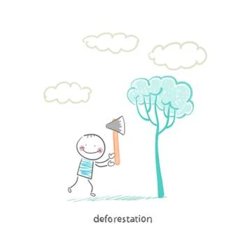 Felling trees Stock Illustration