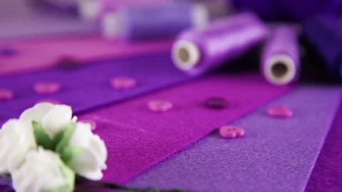 Felt and thread color purple Video stock 73723404