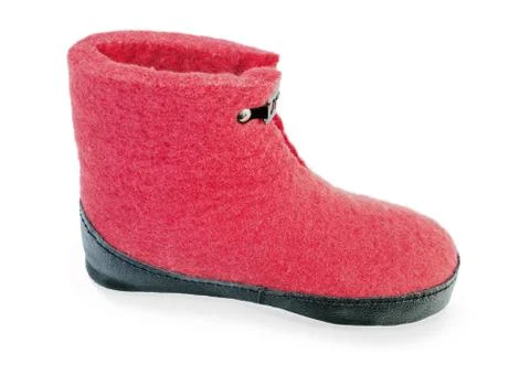 Felt boot bright red Stock Photos