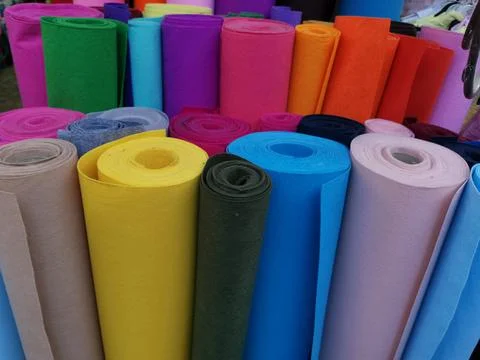 Felt of different colors on the block Stock Photos