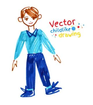 Felt pen drawing of boy Stock Illustration