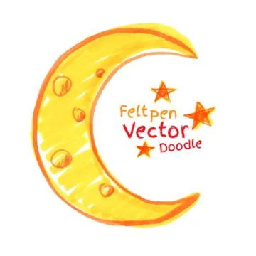 Felt pen drawing of crescent Stock Illustration