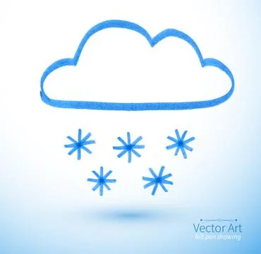Felt pen drawing of snowy cloud Stock Illustration