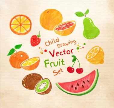 Felt pen fruit Stock Illustration