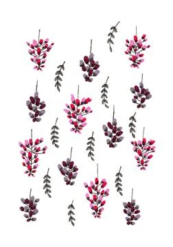 Felt Pen Spring Floral Pattern Design Stock Illustration