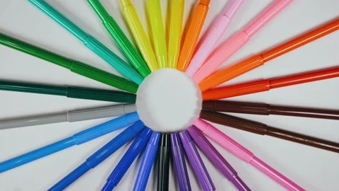 The felt pen on the turntable. The marker spin rotate. Twist, create pattern 動画素材 170406279