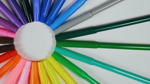 The felt pen on the turntable. The marker spin rotate. Twist, create pattern 動画素材 170722238