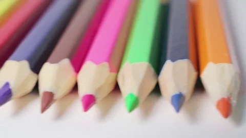 Felt pens and pencils with smooth panning or movement from the slider. Beautiful Stock Footage 80990927