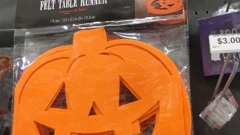 Felt Table Runner Pumpkin Halloween Stock Footage 169089608