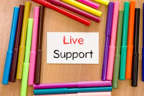 Felt-tip pen and note and live support text concept Stock Photos