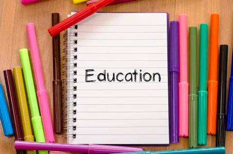 Felt-tip pen and notepad Stock Photos