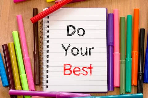 Felt-tip pen and notepad and do your best text concept Foto stock