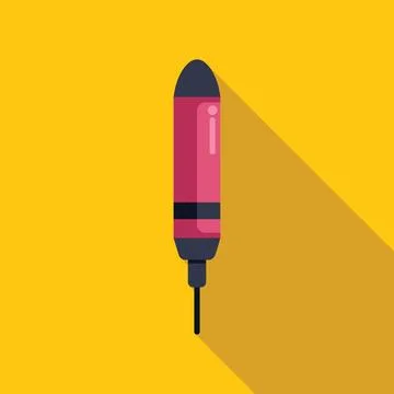 Felt tip pen casting long shadow on yellow background Stock Illustration