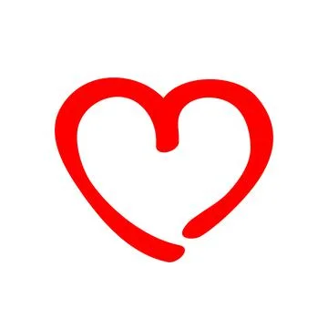Felt tip pen curl red heart. Love shaped curly symbol Valentines day Stock Illustration