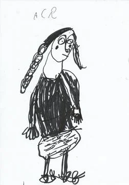 Felt-tip pen drawing by six years old child Lyudmila Samokhina. Stock Illustration