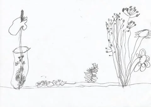 Felt-tip pen drawing by six years old child Lyudmila Samokhina. Stock Illustration