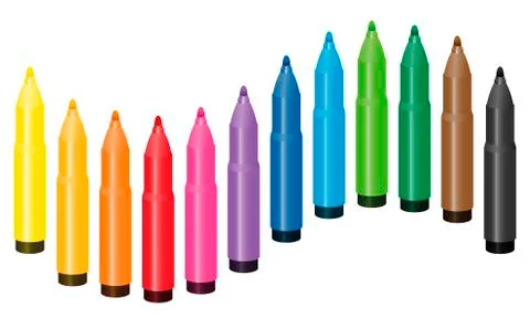 Felt Tips Color Wave Stock Illustration