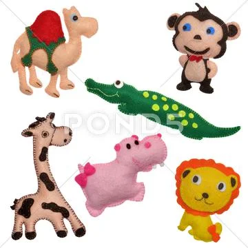 Felt toys safari animals Stock Photos