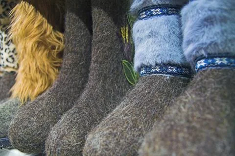 Felted shoes Stock Photos