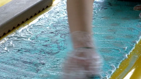 Felting wool cushions using a soap solution. Stock Footage 88959828