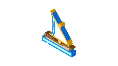 Felucca ancient ship isometric icon animation Stock Footage 327280576