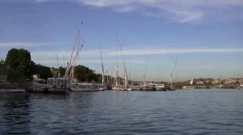Feluccas on Nile Stock Footage 336716