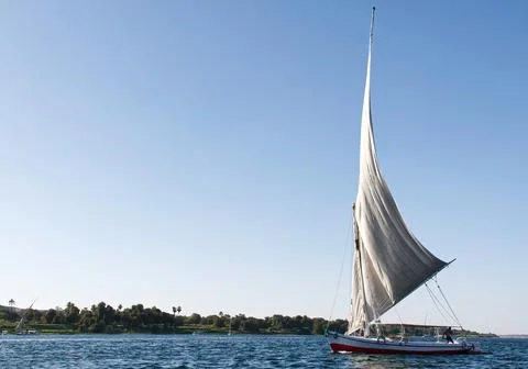 Feluka sailing on Nile river. Egypt Stock Photos
