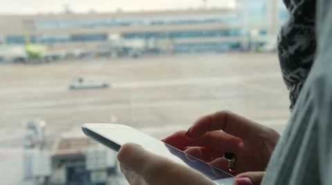 Femail hadns with touchscreen phone Stock Footage 62591635