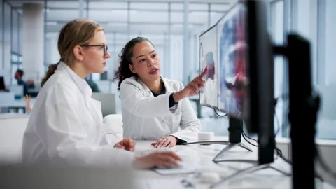 Femal Dentists Using Computer Technology Stock Footage 328398196