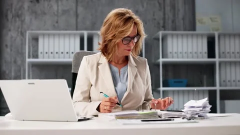 Female Accountant Using Cloud Software Stock Footage 314137885