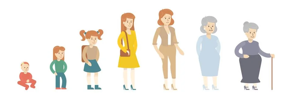 Female age evolution. Stock Illustration