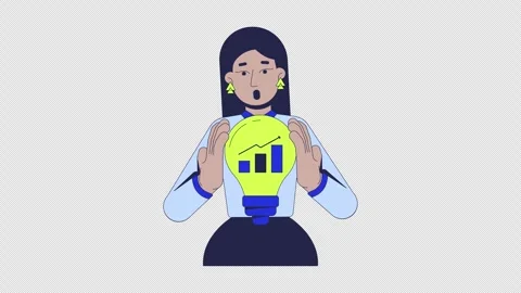 Female analyst shocked by data-driven solution 2D animation Stock Footage 323938812