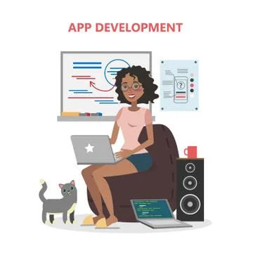 Female app developer. Stock Illustration