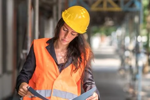 Female apprentice construction worker Stock Photos