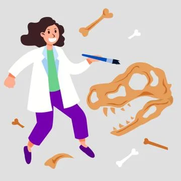 Female Archeologist Character Floating Imaginative Stock Illustration