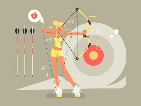 Female archer character Stock Illustration
