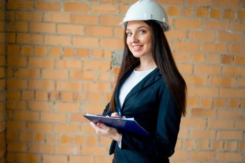 Female architect on construction site Stock Photos