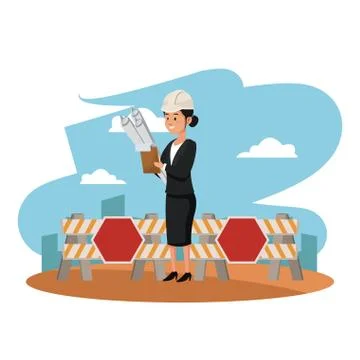 Female architect with documents Stock Illustration