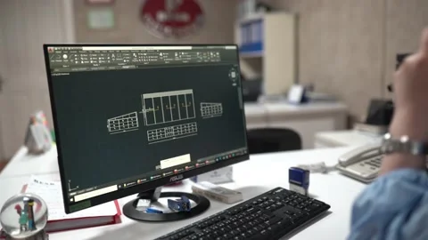 Female architect doing modeling on the computer - 4k 100 fps Stock Footage 196199204