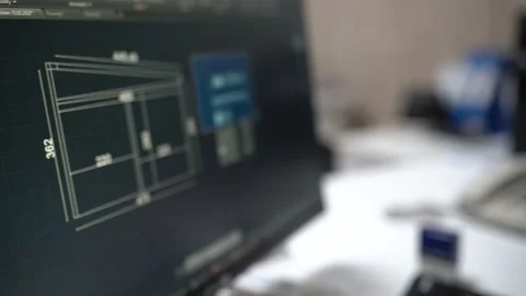 Female architect doing modeling on the computer - 4k 100 fps Video stock 196200408