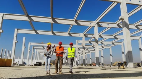 Female architect, engineer and manager on construction site, teamwork Stock Footage 119238566