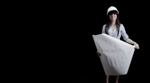 Female Architect engineer on black background Vídeos de archivo 32721065